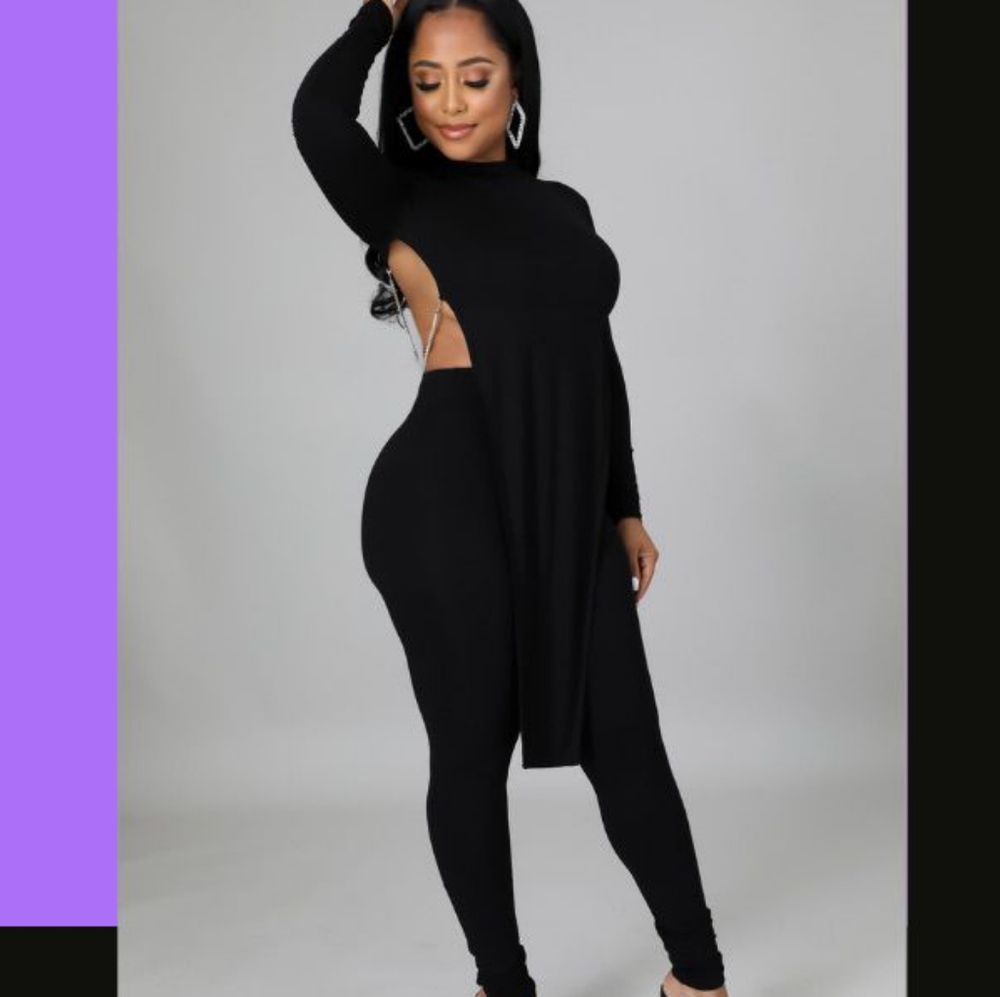 Black backless 2piece